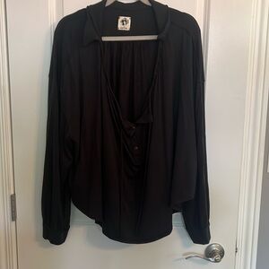FREE PEOPLE BLACK BLOUSE LONG SLEEVE